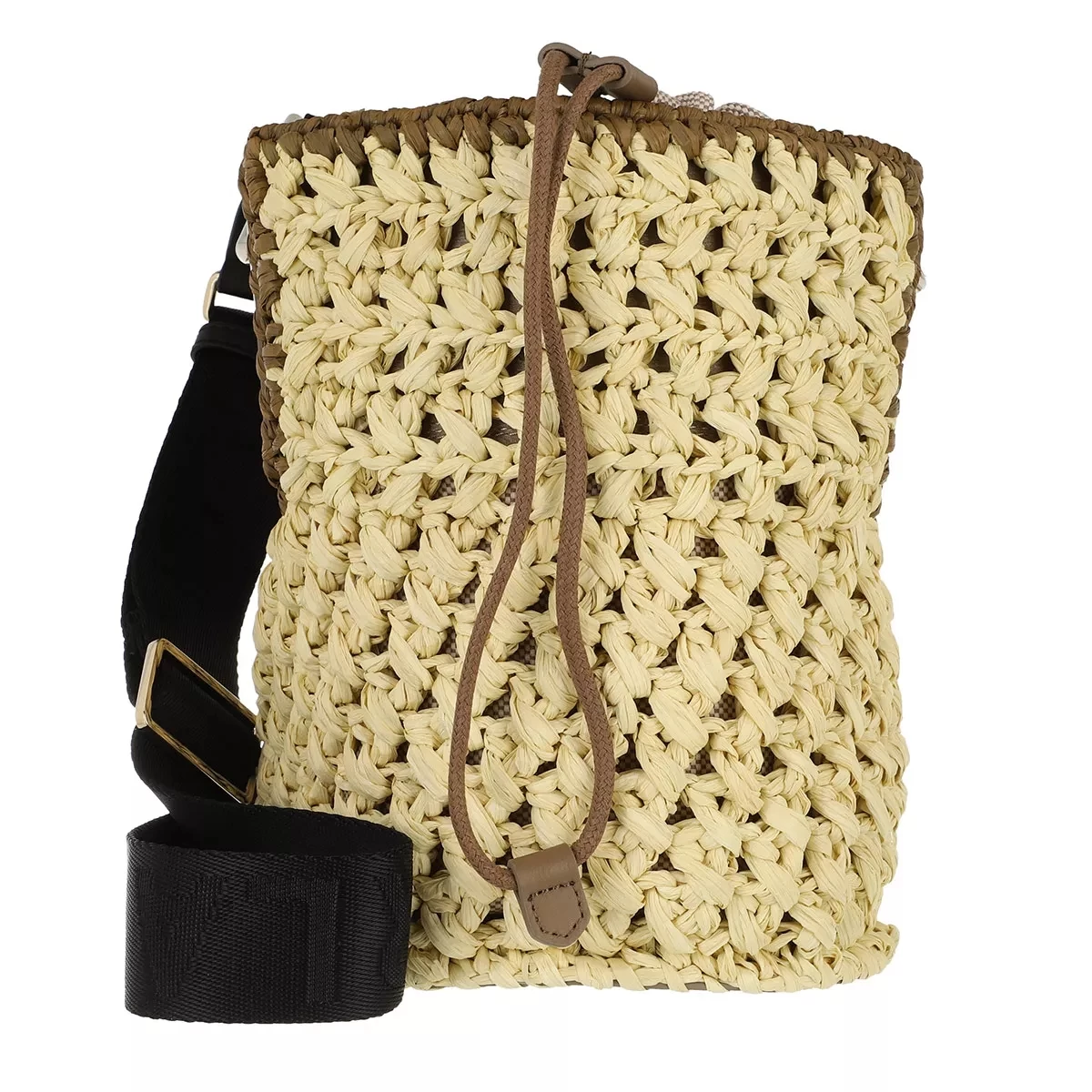 Furla Lipari S Bucket Bag - Tessuto Rafia Uncinett Juta+Fango Bucket Bag