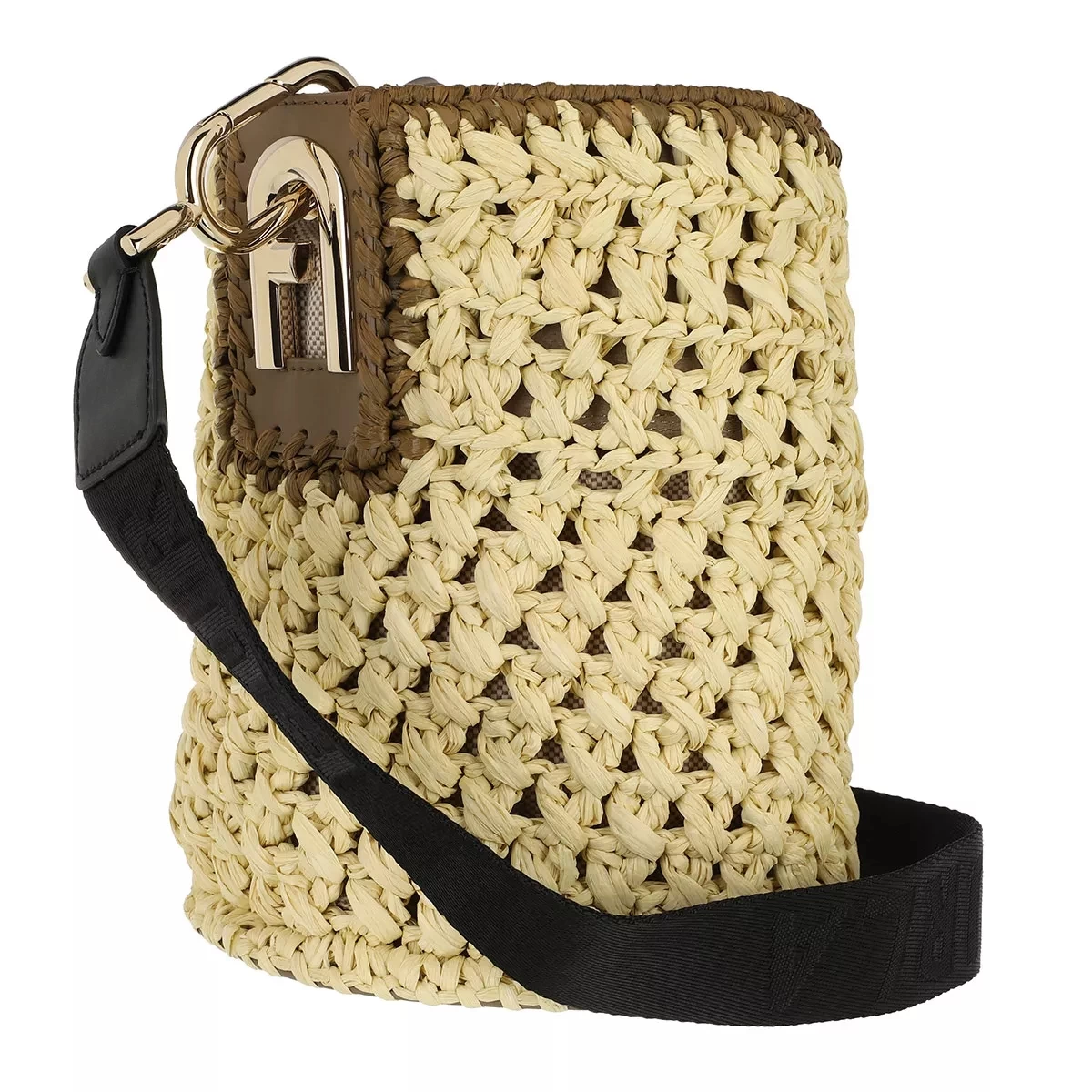 Furla Lipari S Bucket Bag - Tessuto Rafia Uncinett Juta+Fango Bucket Bag – Bild 3