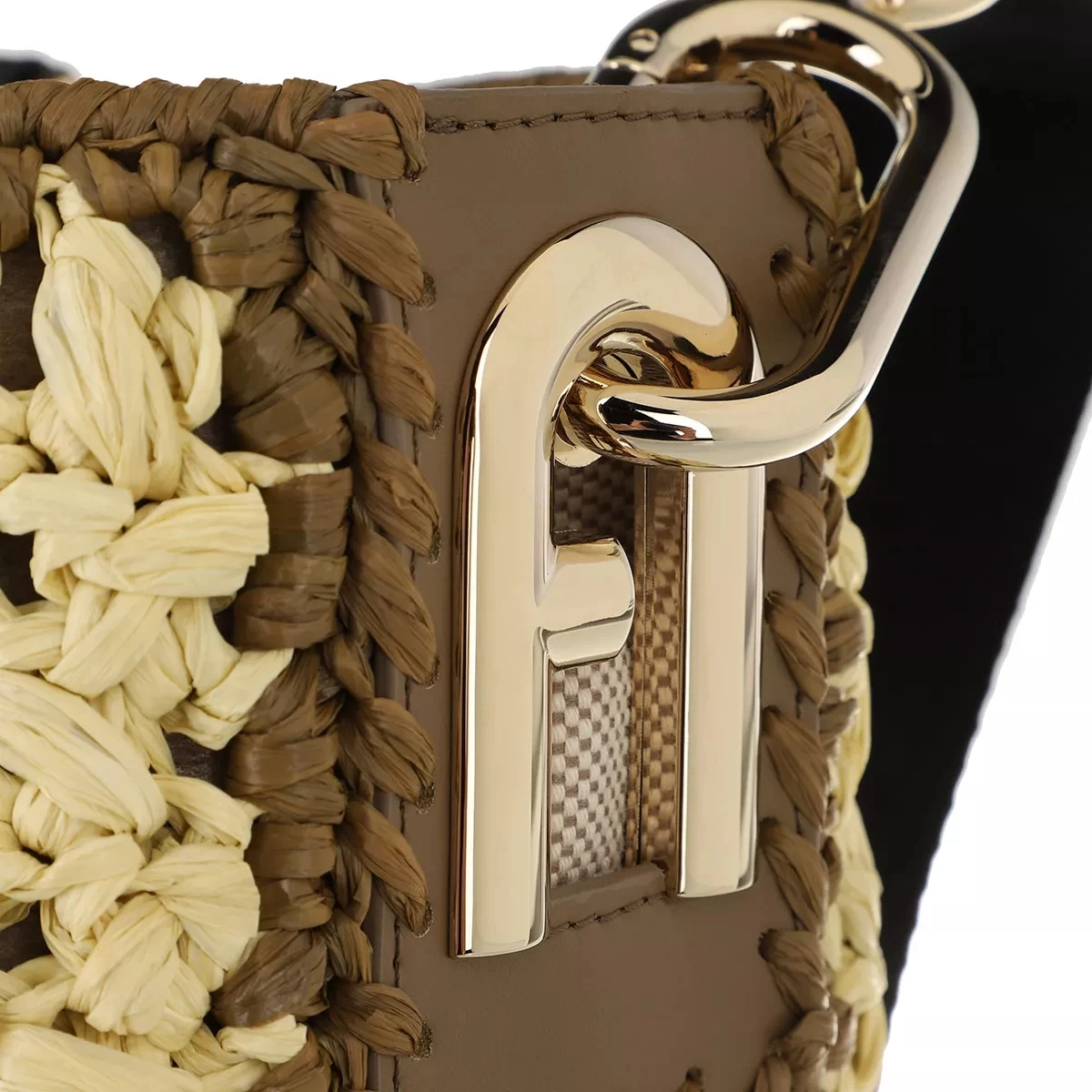 Furla Lipari S Bucket Bag - Tessuto Rafia Uncinett Juta+Fango Bucket Bag – Bild 4