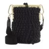 Furla Lipari S Bucket Bag - Tessuto Rafia Uncinett Nero Crossbody Bag