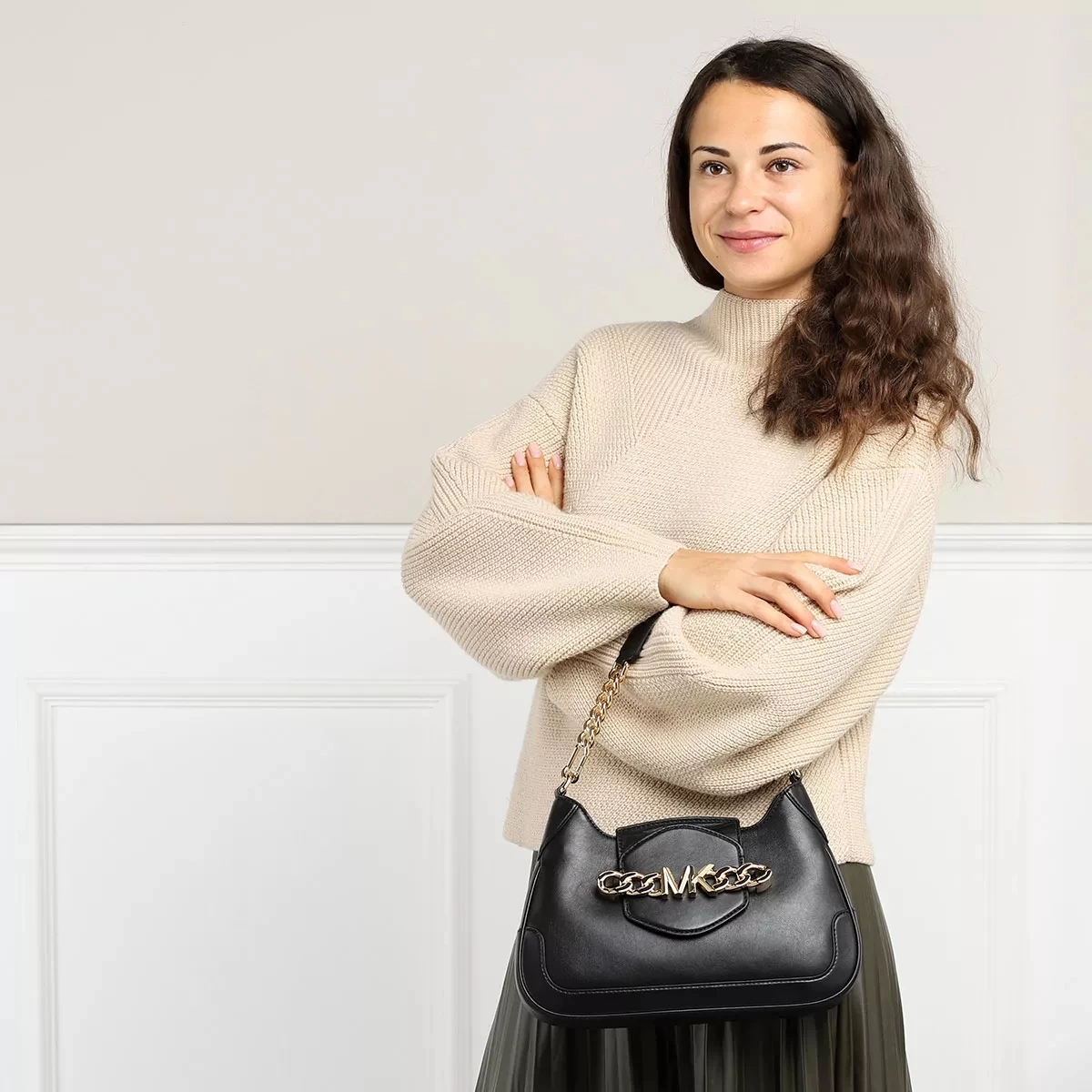 MICHAEL Michael Kors Medium Conv Shoulder Black Hobo Bag – Bild 3