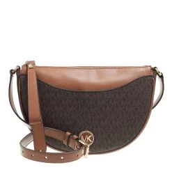 MICHAEL Michael Kors Md Half Moon Messenger Brn/Acorn Crossbody Bag
