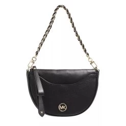 MICHAEL Michael Kors Sm Hlf Moon Cnv Pouchette Black Saddle Bag