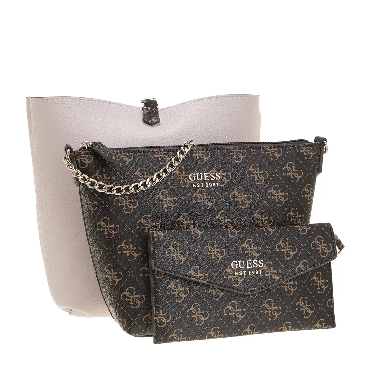 Guess Eco Brenton Bucket Brown Logo Bucket Bag – Bild 5