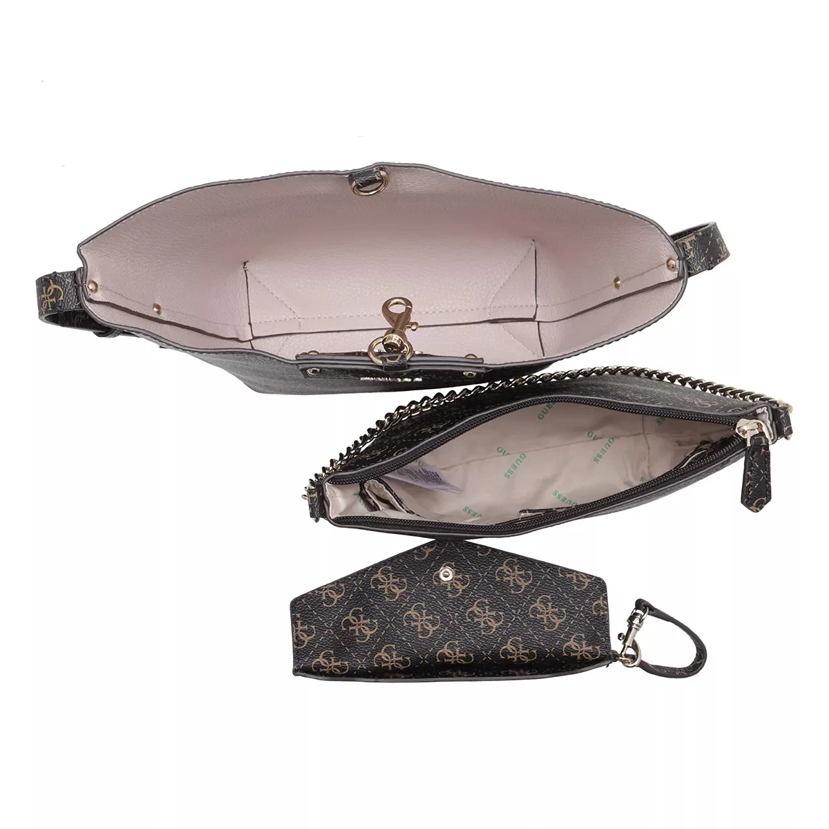 Guess Eco Brenton Bucket Brown Logo Bucket Bag – Bild 7