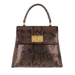 Furla 1927 S Top Handle Taupe Metal Satchel