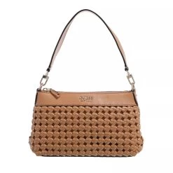 Guess Sicilia Top Zip Shoulder Bag Cognac Satchel