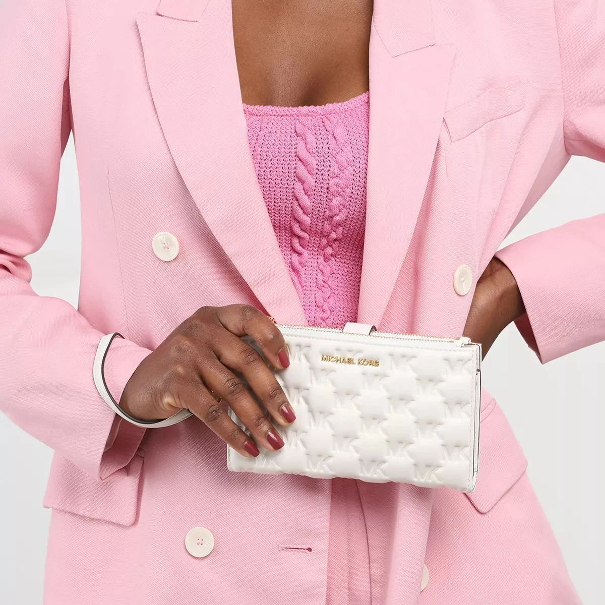 MICHAEL Michael Kors Jet Set Double Zip Wristlet Optic White Wristlet – Bild 2
