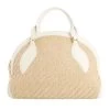 Coccinelle Colette Rafia Handle Bag Natural/White Bowling Bag