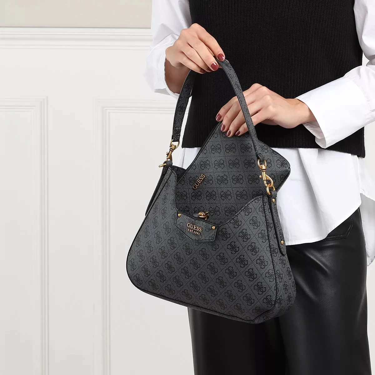 Guess Eco Brenton Hobo Coal Logo Hobo Bag – Bild 2