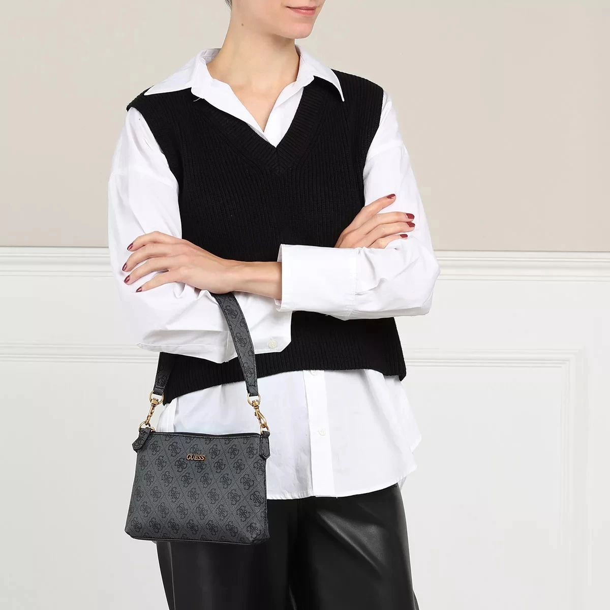 Guess Eco Brenton Hobo Coal Logo Hobo Bag – Bild 3