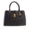 Guess Gaia Triple Comprtmnt Satchel Black Tote