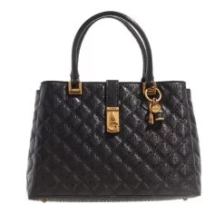 Guess Gaia Triple Comprtmnt Satchel Black Tote