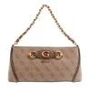 Guess Izzy Top Zip Shoulder Bag Latte Logo/Brown Crossbody Bag
