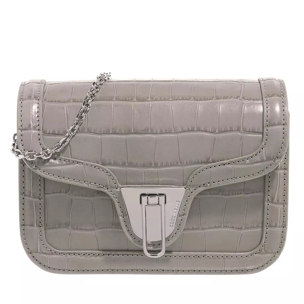 Coccinelle Marvin Twist Croco Shiny Soft Stone Crossbody Bag