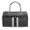 MICHAEL Michael Kors Medium Duffle Satchel Blk Silver Satchel