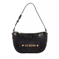 LOVE MOSCHINO Borsa Big Logo Croco Pu Nero Hobo Bag