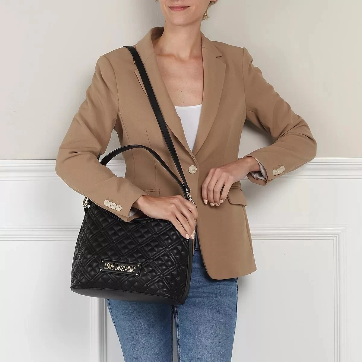 LOVE MOSCHINO Borsa Quilted Pu Nero Hobo Bag – Bild 3
