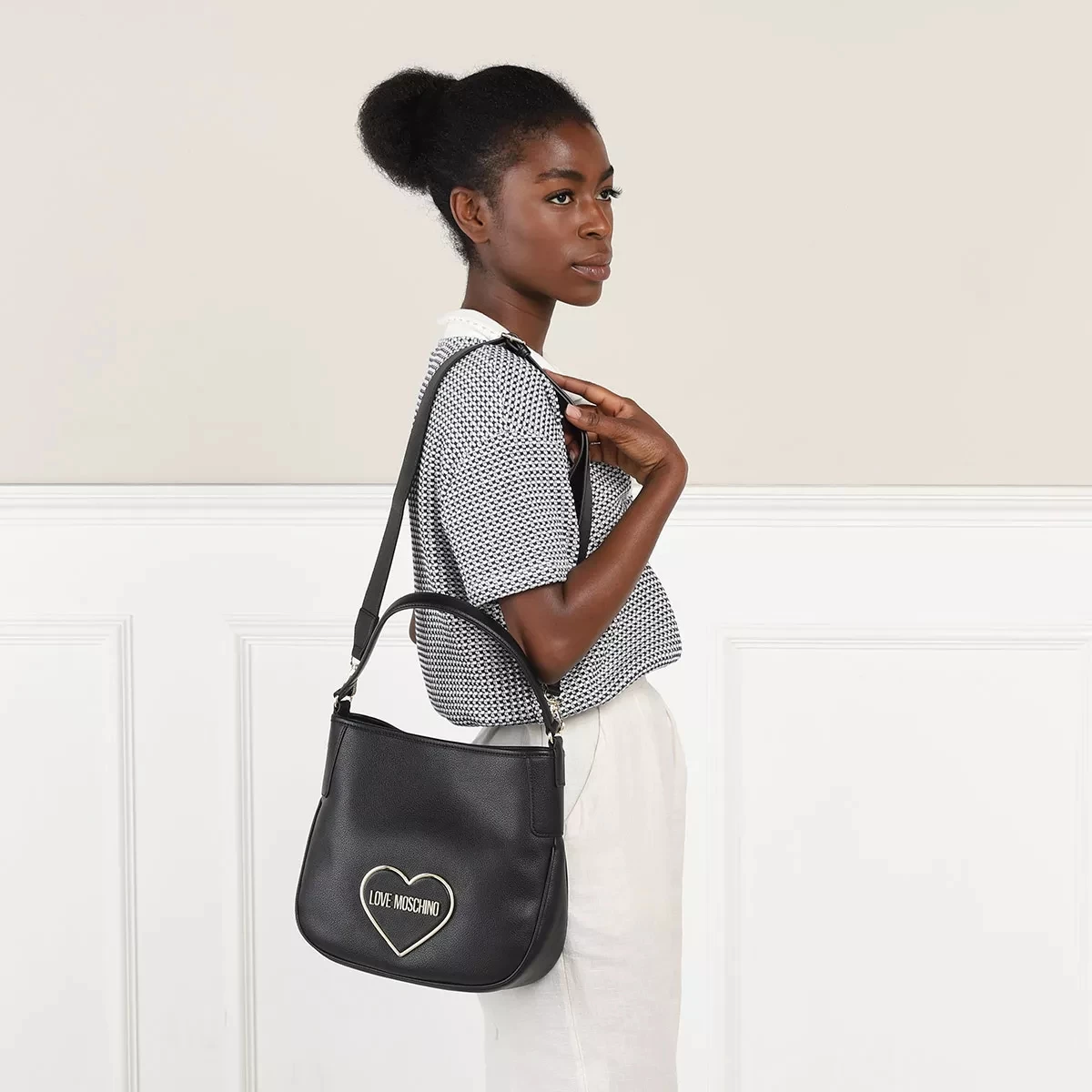 LOVE MOSCHINO Borsa Pu Nero Hobo Bag – Bild 2