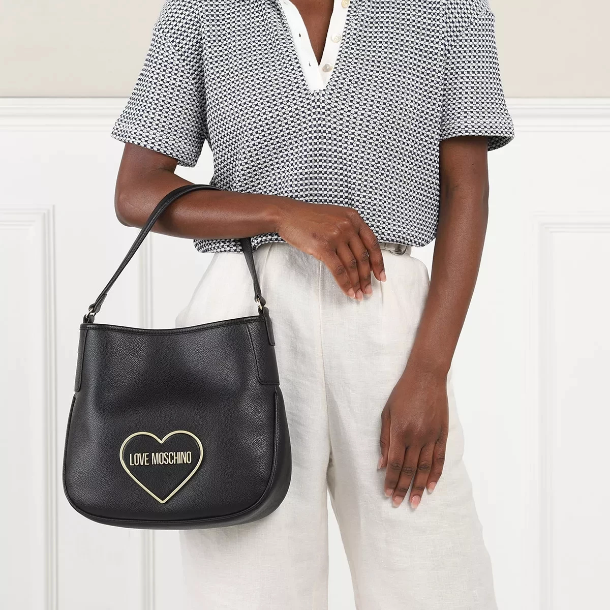 LOVE MOSCHINO Borsa Pu Nero Hobo Bag – Bild 4