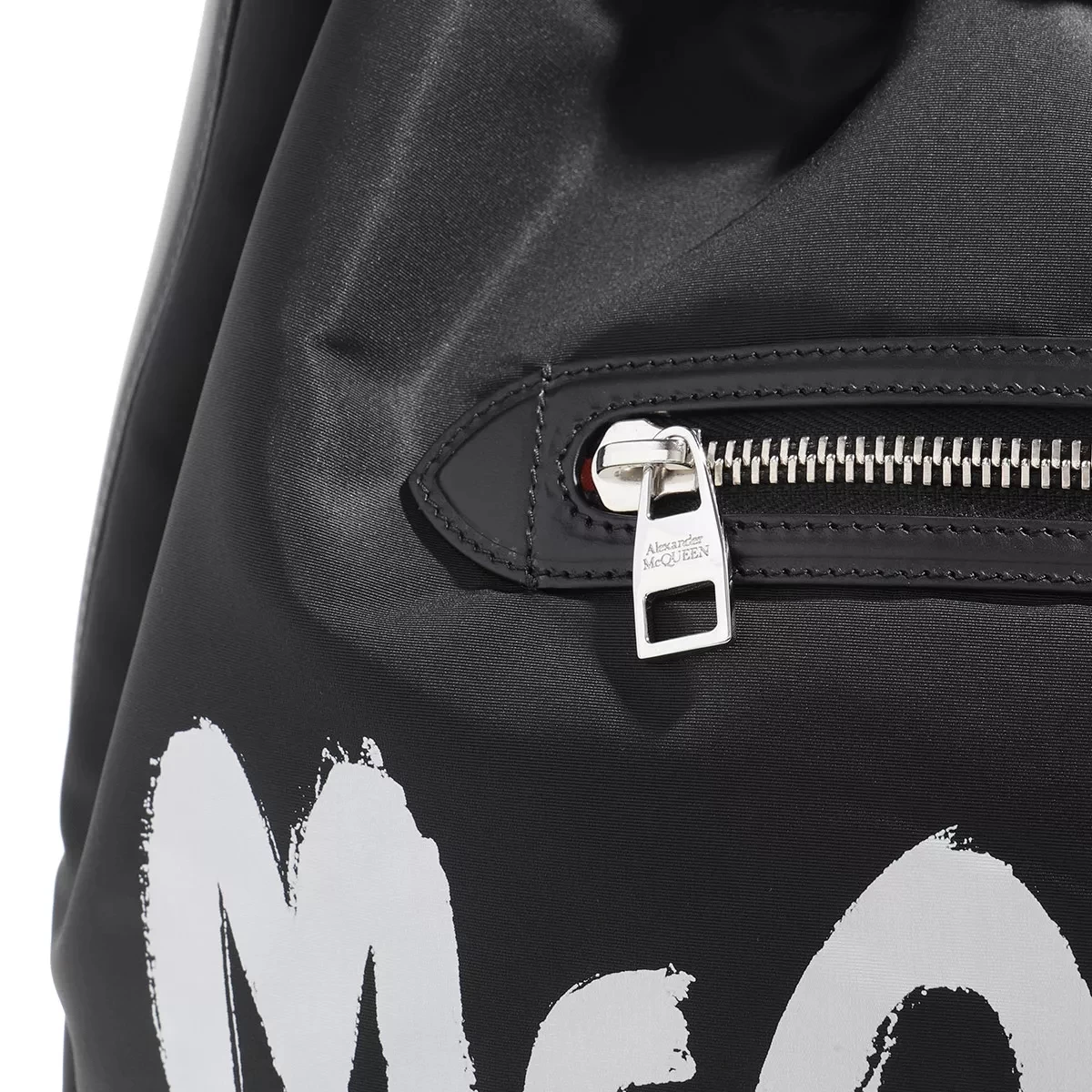 Alexander McQueen Tote Bag Leather Black White Shopper – Bild 4