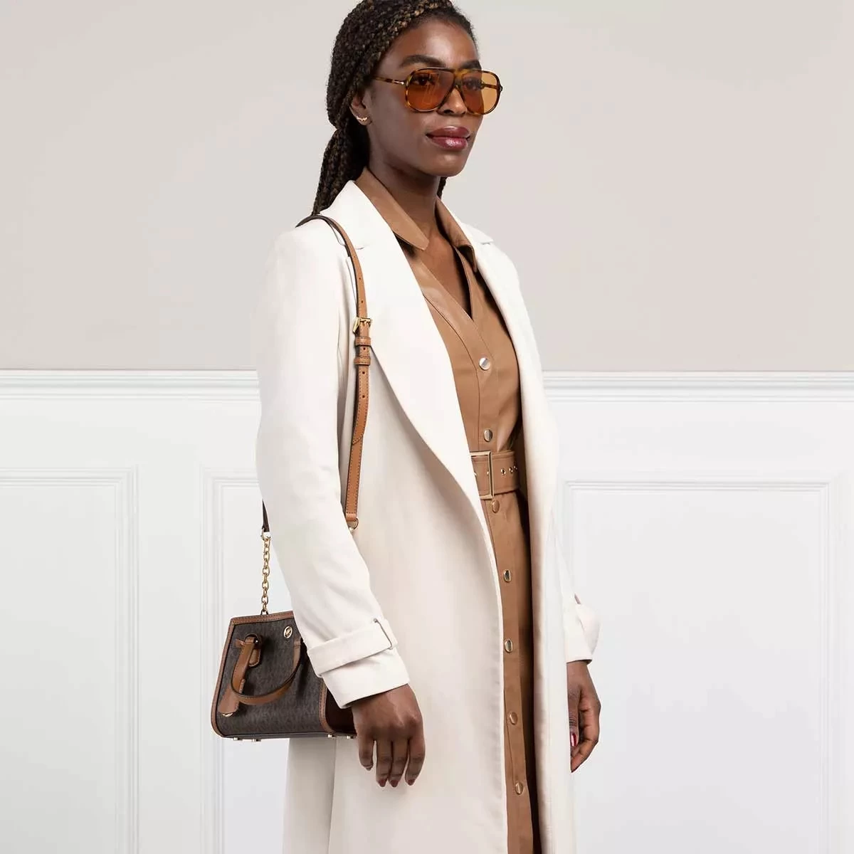 MICHAEL Michael Kors Chantal Extra Small Crossbody Brown Acorn Tote – Bild 2