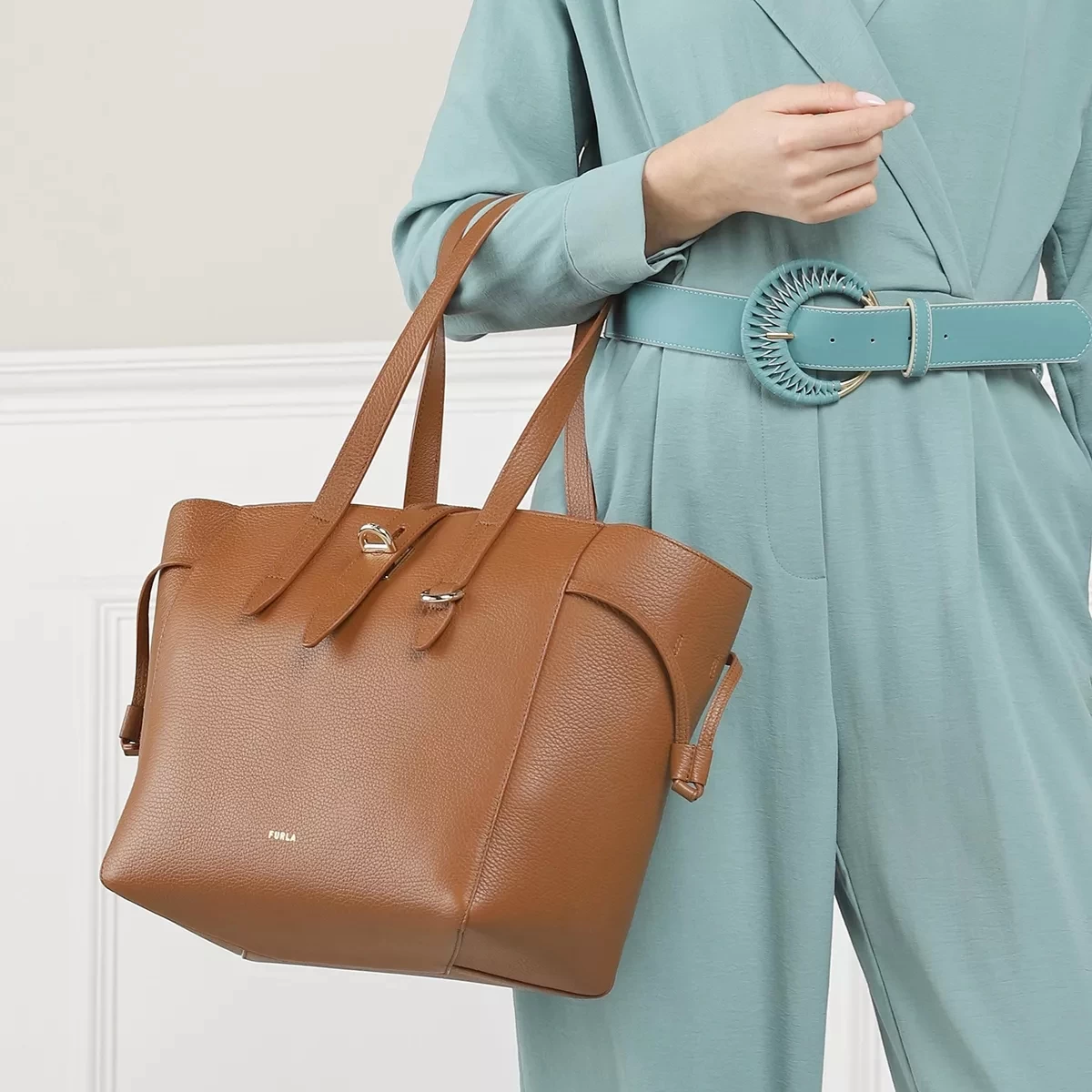 Furla Net M Tote 29 - Vitello St.Eracle Cognac Shopper – Bild 2