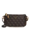 Guess Alexie Double Pouch Crossbody Brown Logo Crossbody Bag