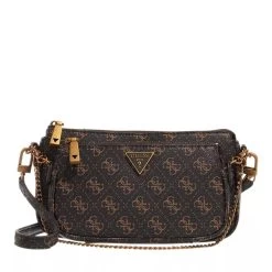 Guess Alexie Double Pouch Crossbody Brown Logo Crossbody Bag
