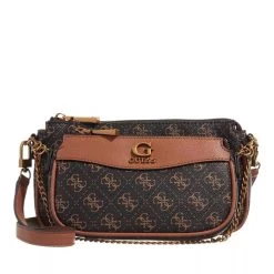 Guess Nell Logo Double Pouch Crossbody Brown Logo/Cognac Crossbody Bag