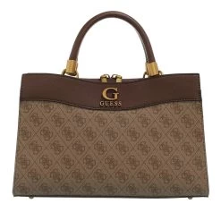 Guess Nell Logo Small Girlfriend Latte Logo/Brown Tote