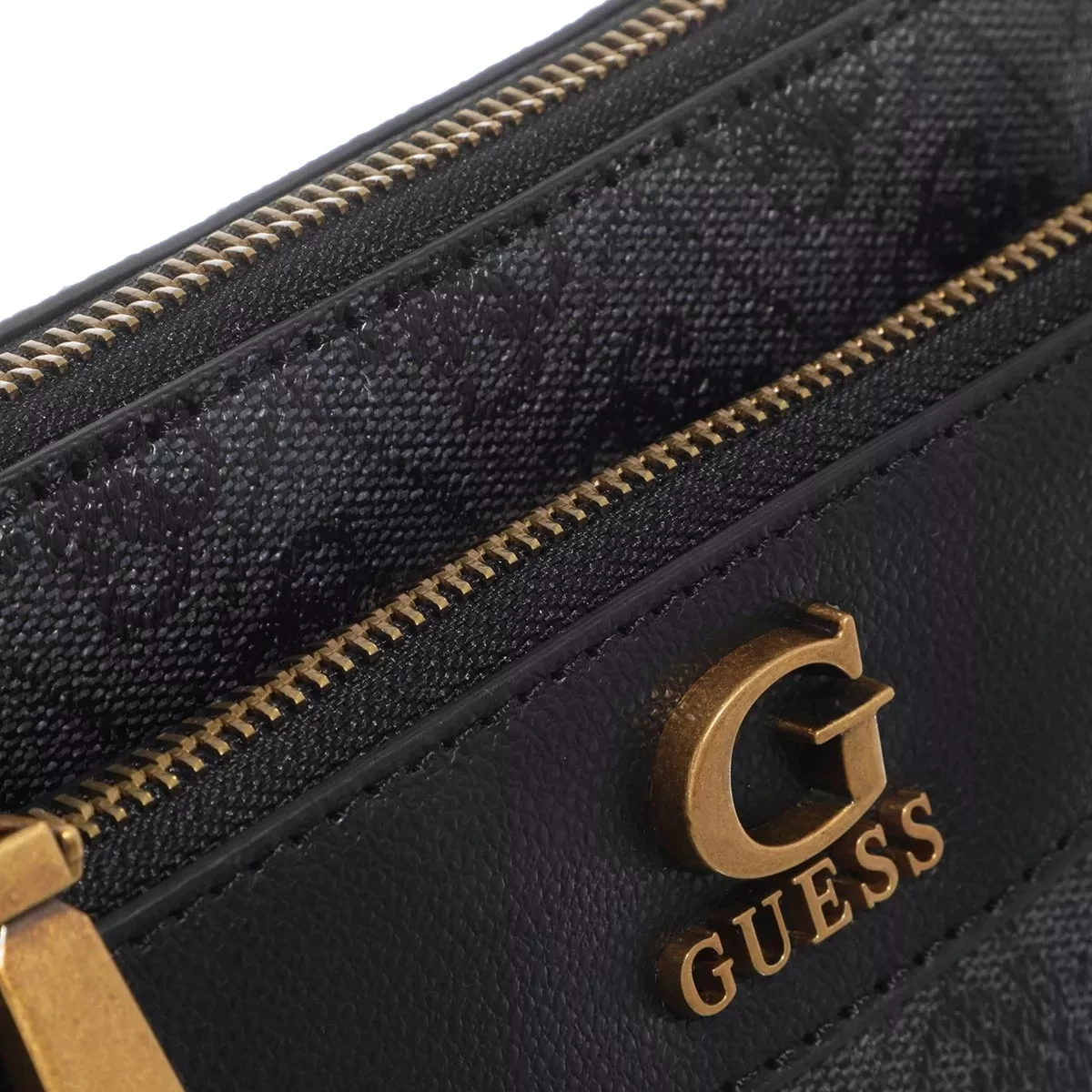 Guess Nell Logo Double Pouch Crossbody Coal Logo Pochette – Bild 5
