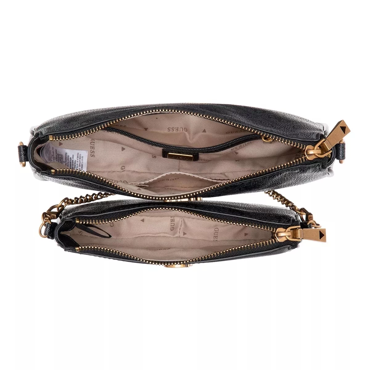 Guess Nell Logo Double Pouch Crossbody Coal Logo Pochette – Bild 6