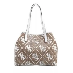 Guess Vikky Tote Latte Logo/White Tote