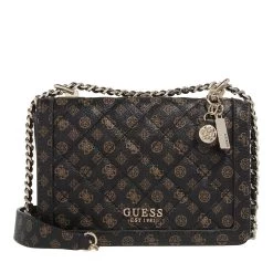 Guess Abey Convertible Crossbody Flap Mocha Logo Crossbody Bag
