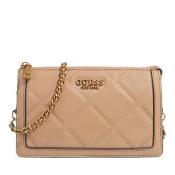 Guess Abey Multi Compartment Crossbody Beige Crossbody Bag