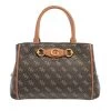 Guess Izzy Small Girlfriend Satchel Brown Logo/Cognac Satchel