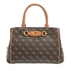 Guess Izzy Small Girlfriend Satchel Brown Logo/Cognac Satchel