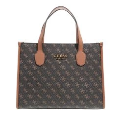 Guess Silvana Compartment Tote Brown Logo/Cognac Tote