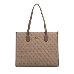 Guess Silvana Girlfriend Tote Latte Logo/Brown Shopper