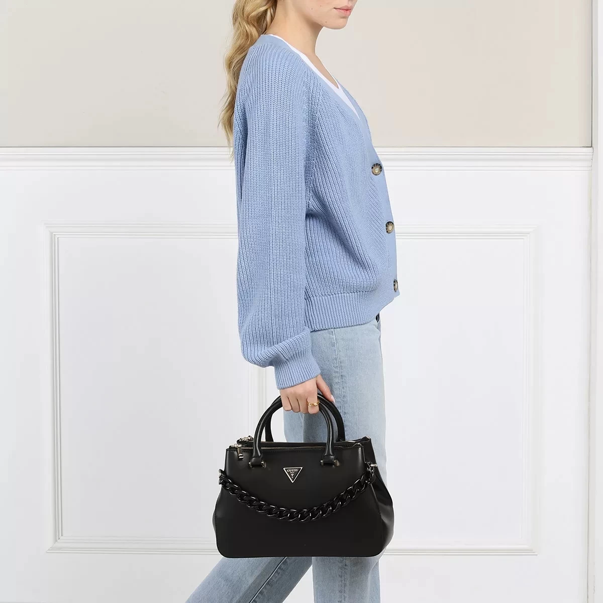 Guess Corina Status Satchel Black Tote – Bild 3