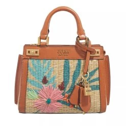 Guess Katey Mini Satchel Natural/Cognac Crossbody Bag