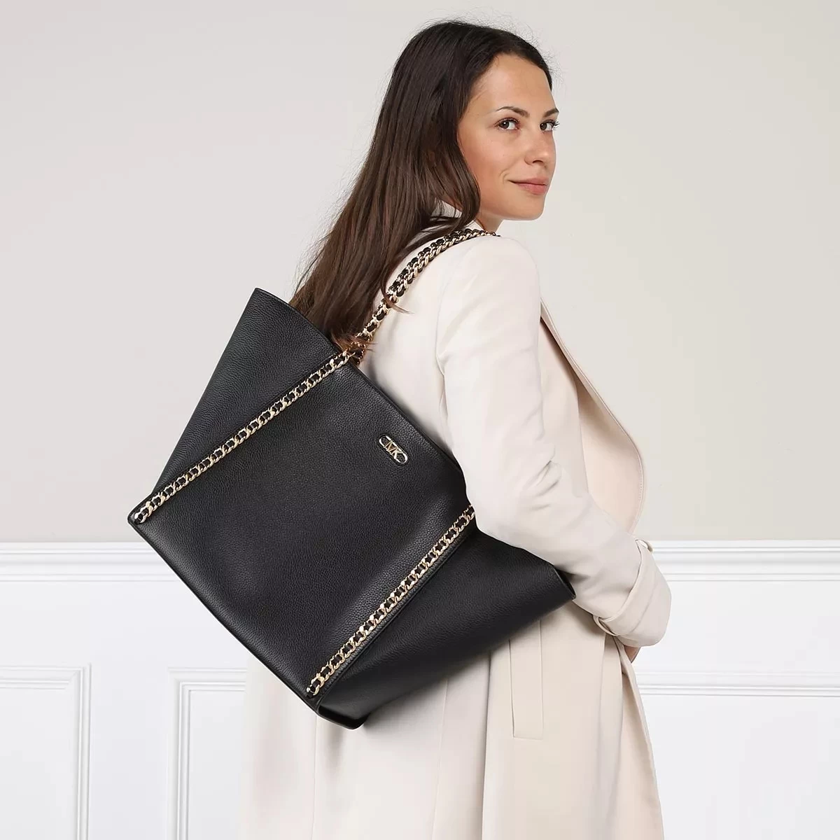 MICHAEL Michael Kors Westley Large Top-Zip Chain Tote Black Shopper – Bild 2