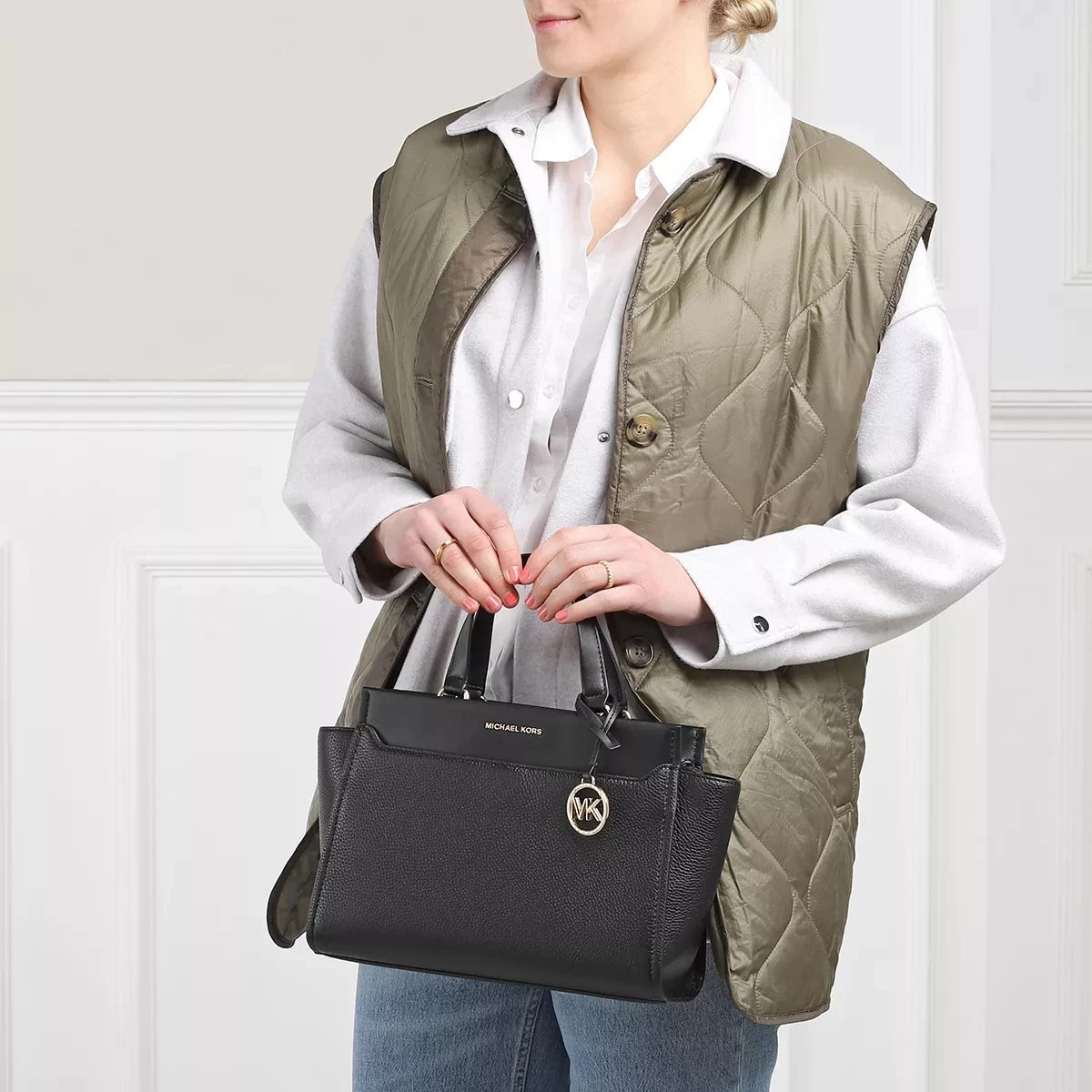 MICHAEL Michael Kors Graham Medium Satchel Black Tote – Bild 2