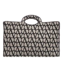 Valentino Garavani Sculpture Monogramm Tote Bag Black/Natural Tote