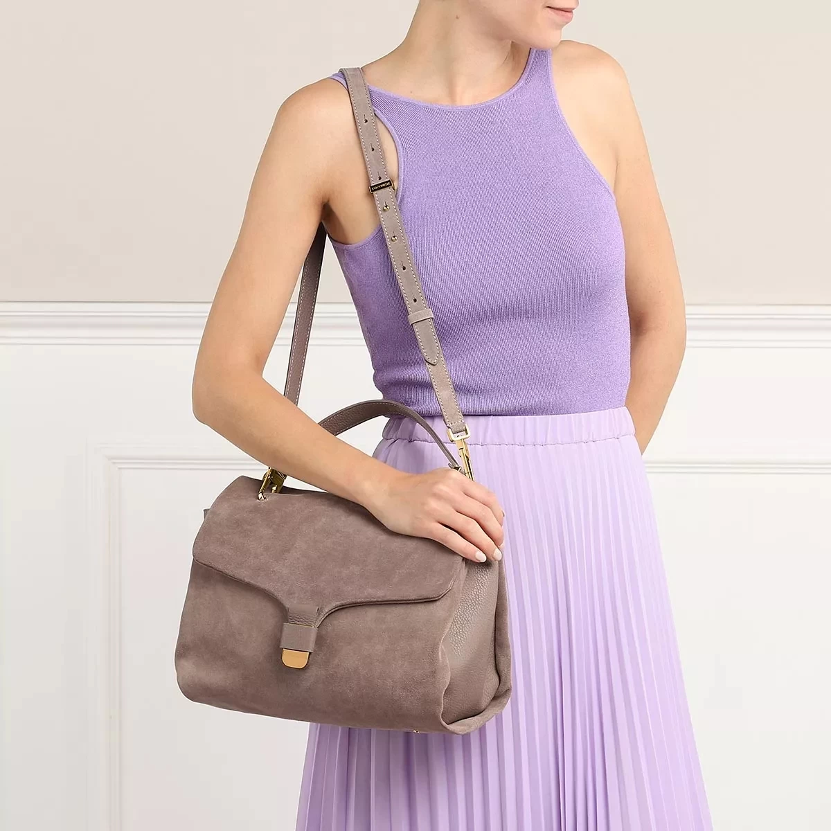 Coccinelle Ofirenze Suede Warm Taupe Satchel – Bild 2