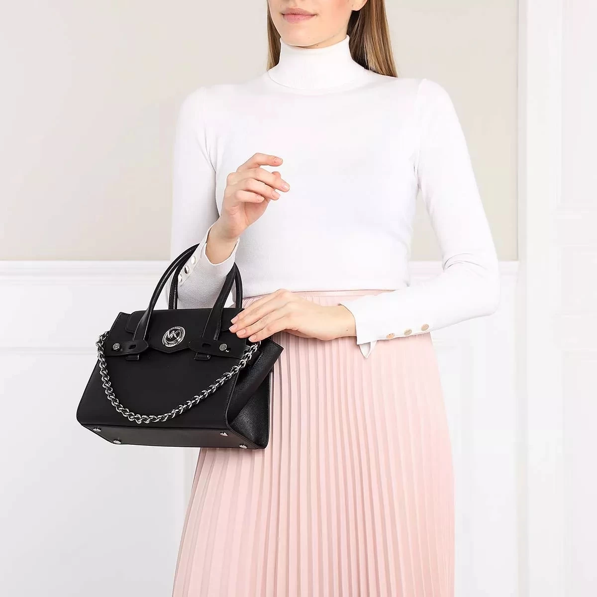 MICHAEL Michael Kors Small Flap Satchel Black Tote – Bild 2