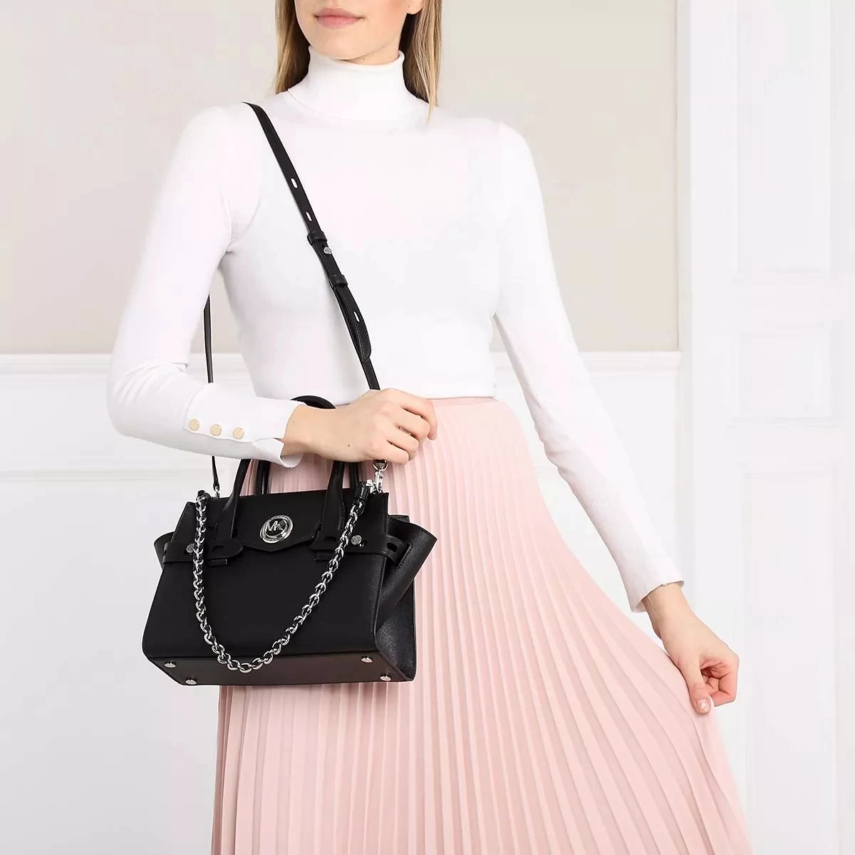 MICHAEL Michael Kors Small Flap Satchel Black Tote – Bild 4