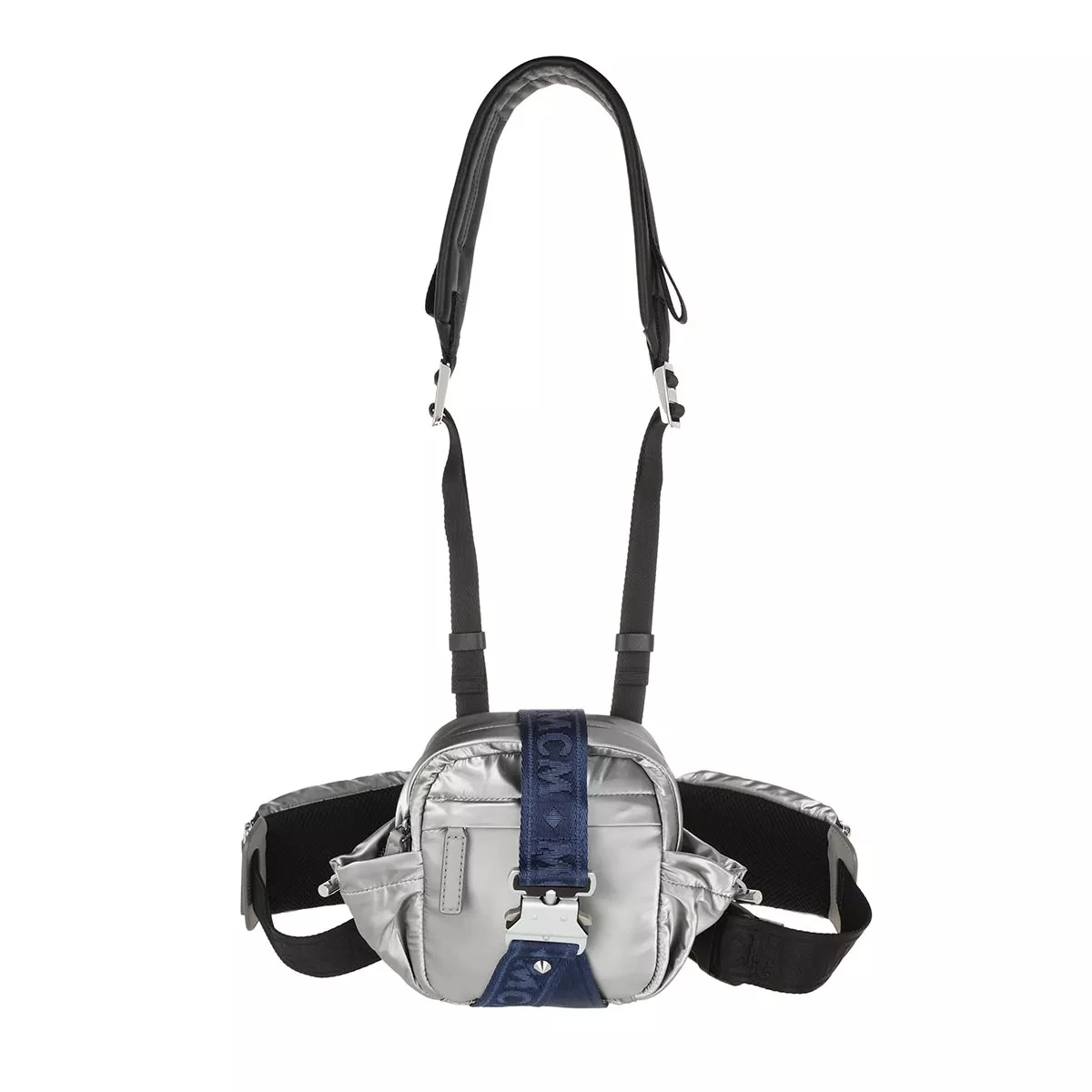 MCM Jemison Crossbody Mini Metallic Silver Crossbody Bag